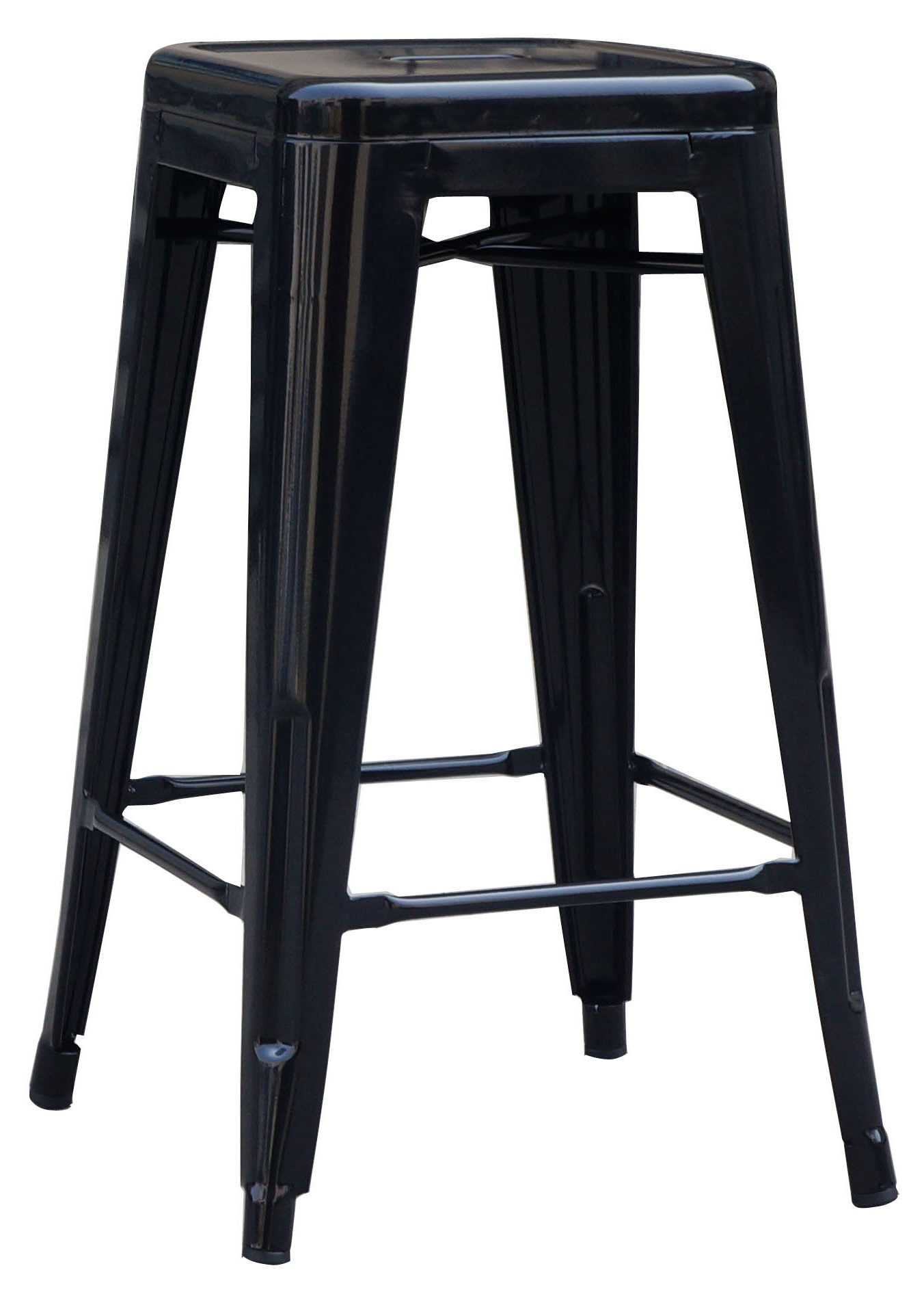 Set of 4x 66cm Tolix Retro Reproduction Cafe Bar Stools - Black  Z2517