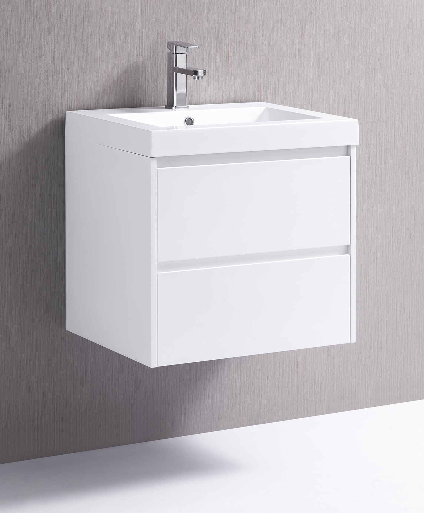 600mm Wall Hung Bathroom Vanity Unit With Polyurethane Finish, Poly Marble Basin - Della Francesca  Z2600