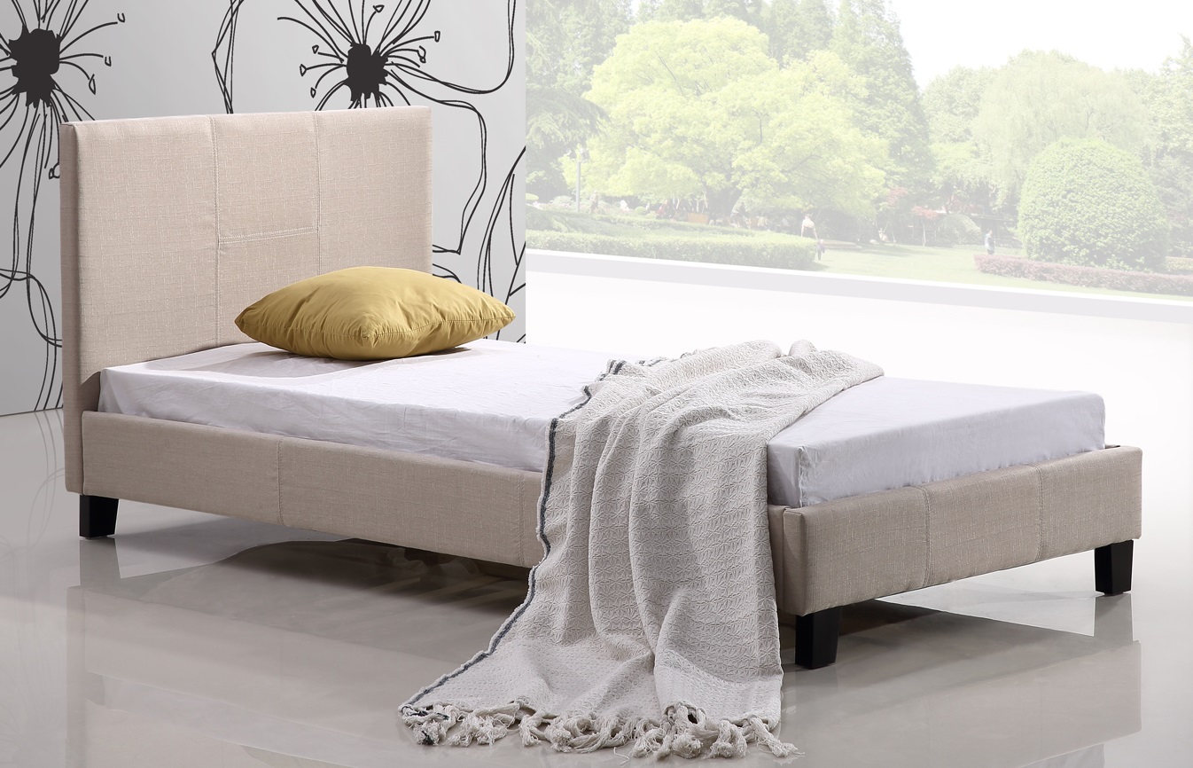 Single Linen Fabric Bed Frame Beige  Z2621