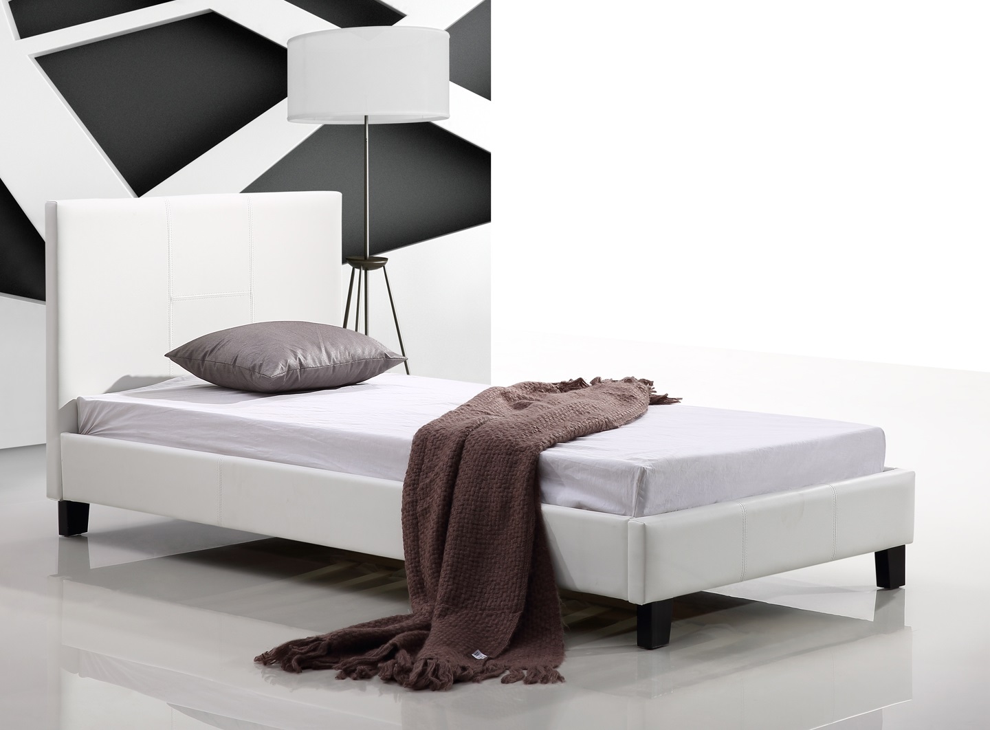 Single PU Leather Bed Frame White  Z2624