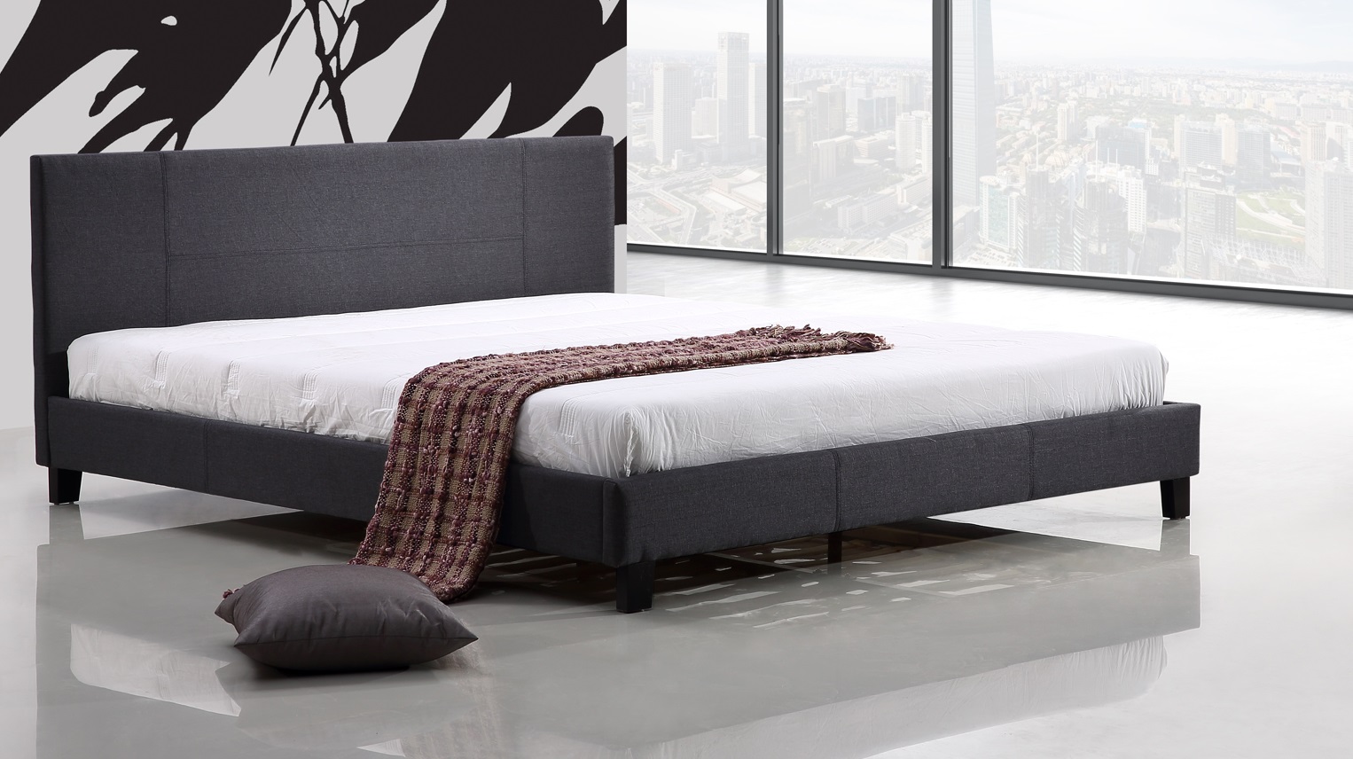 King Linen Fabric Bed Frame Grey  Z2625