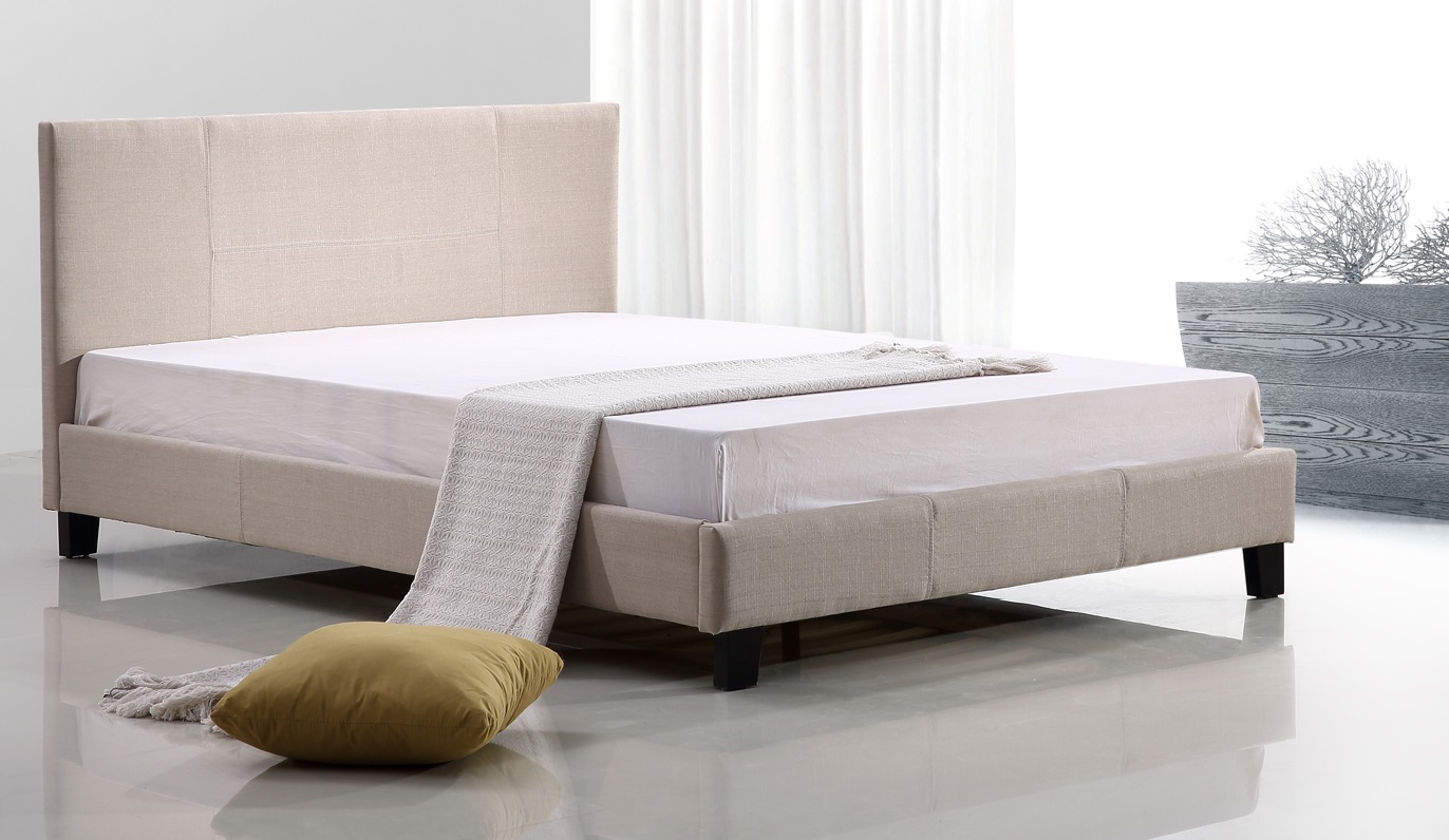 Queen Linen Fabric Bed Frame Beige  Z2638