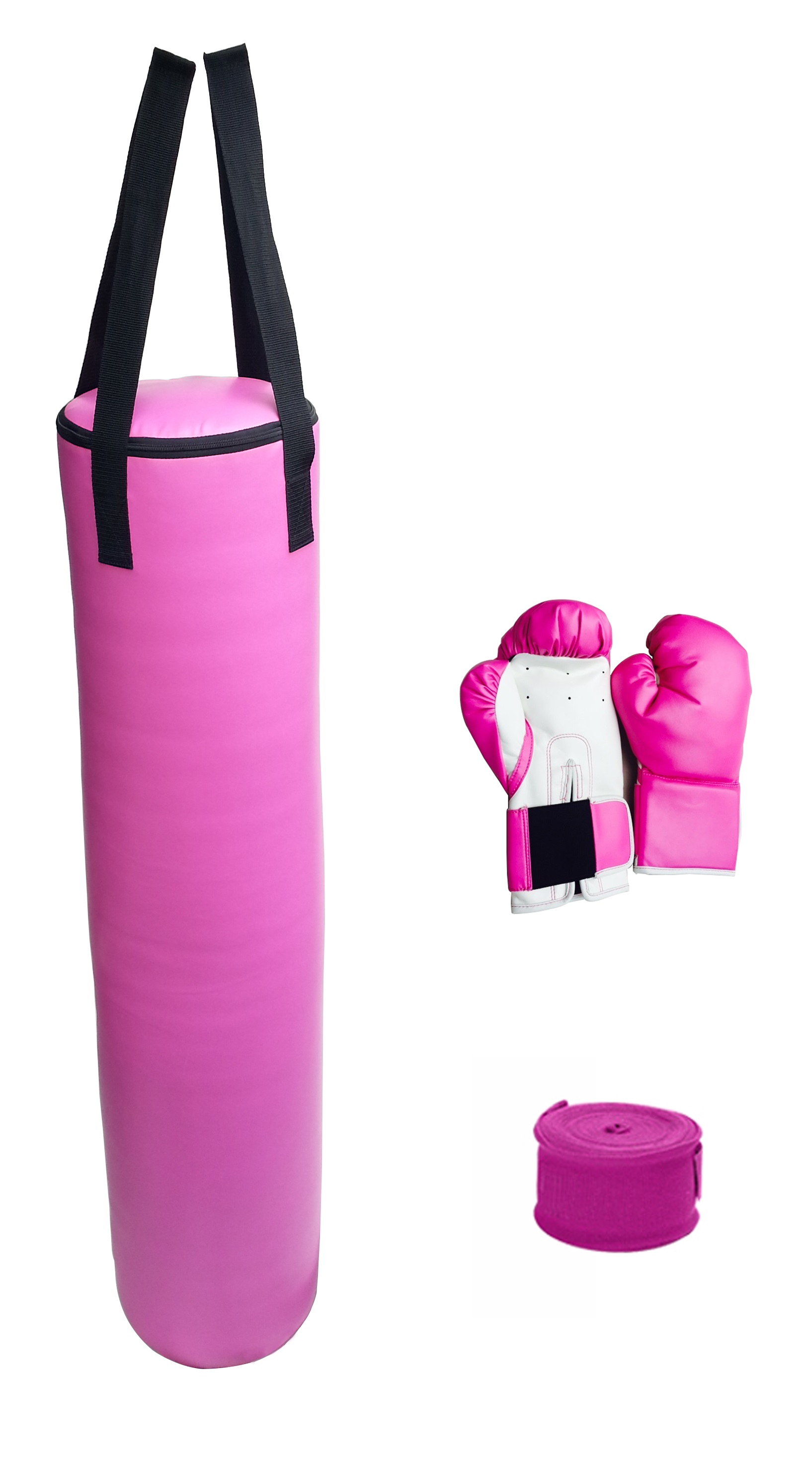 70lb Pink Heavy Bag Kit Punching Boxing Bag Gloves Hand Wraps  Z2668