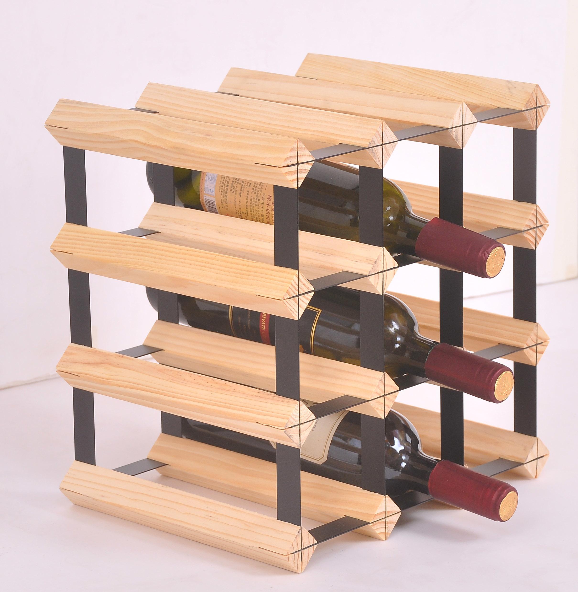 12 Bottle Timber Wine Rack - Complete Wooden Wine Storage System  Z2704