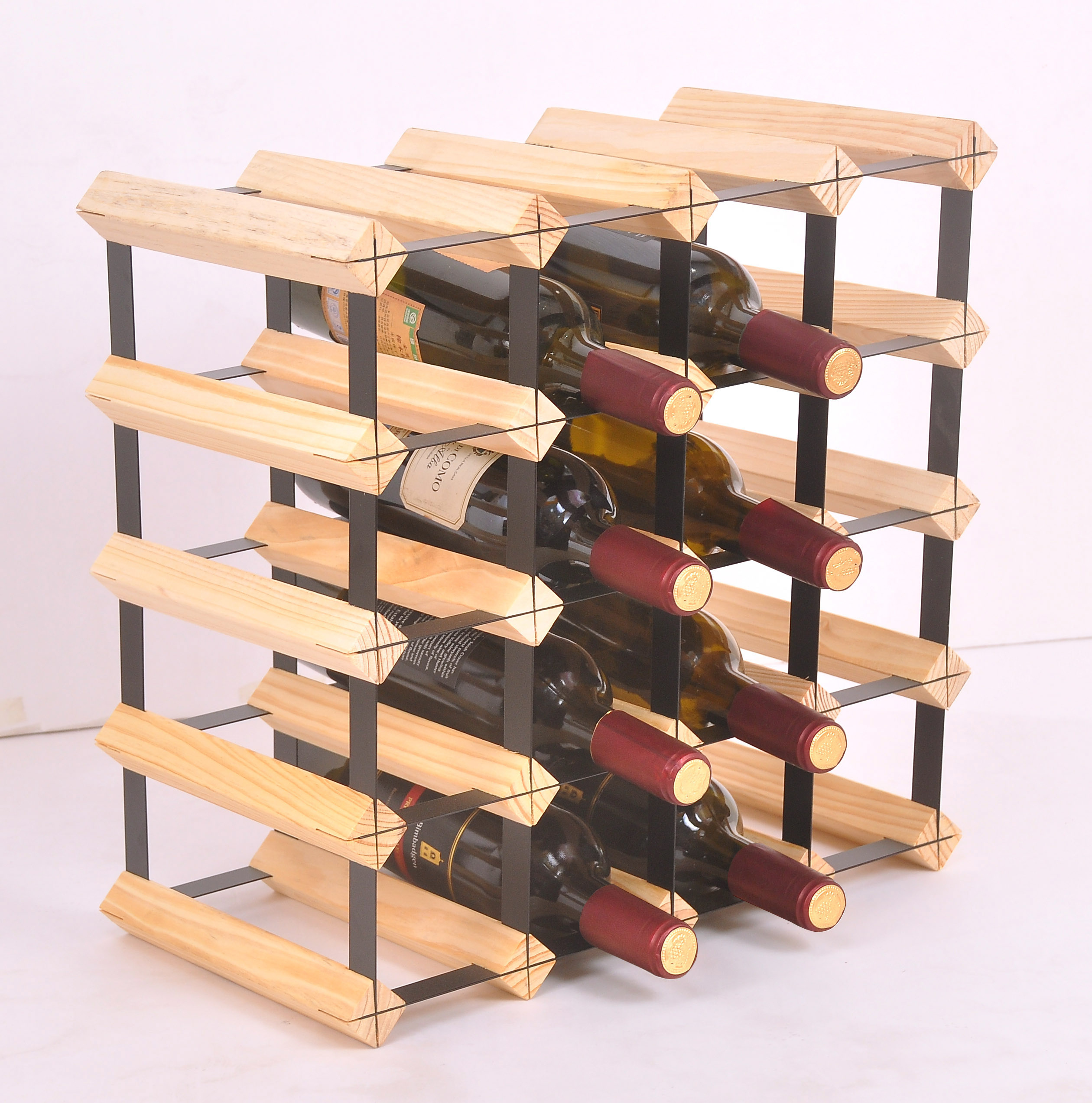 20 Bottle Timber Wine Rack - Complete Wooden Wine Storage System  Z2705