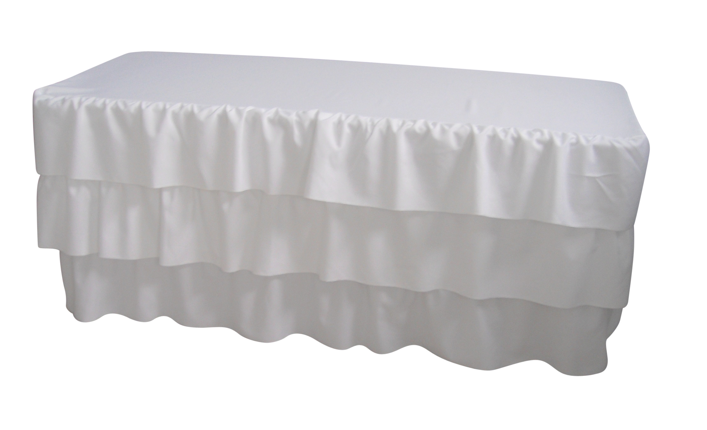 6 Foot 3 Tier Pleated White Table Cloth Trestle Cover  Z2714