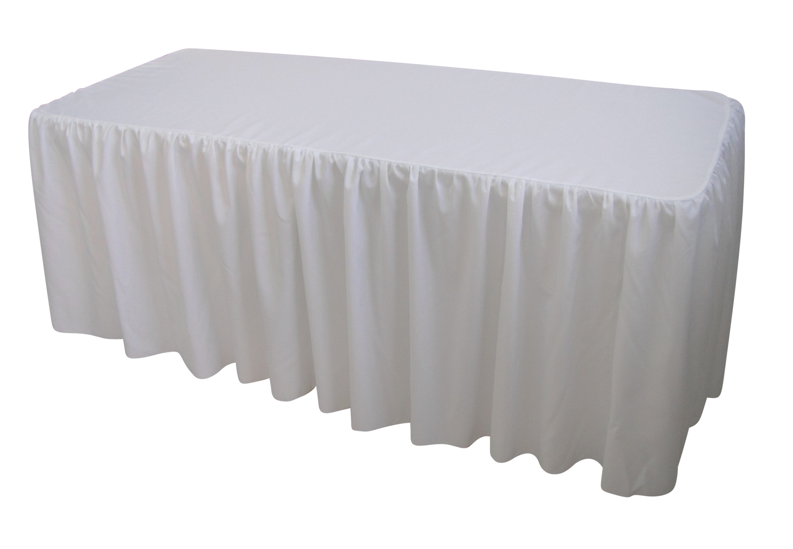 6 Foot Gathered White Table Cloth Trestle Cover  Z2715