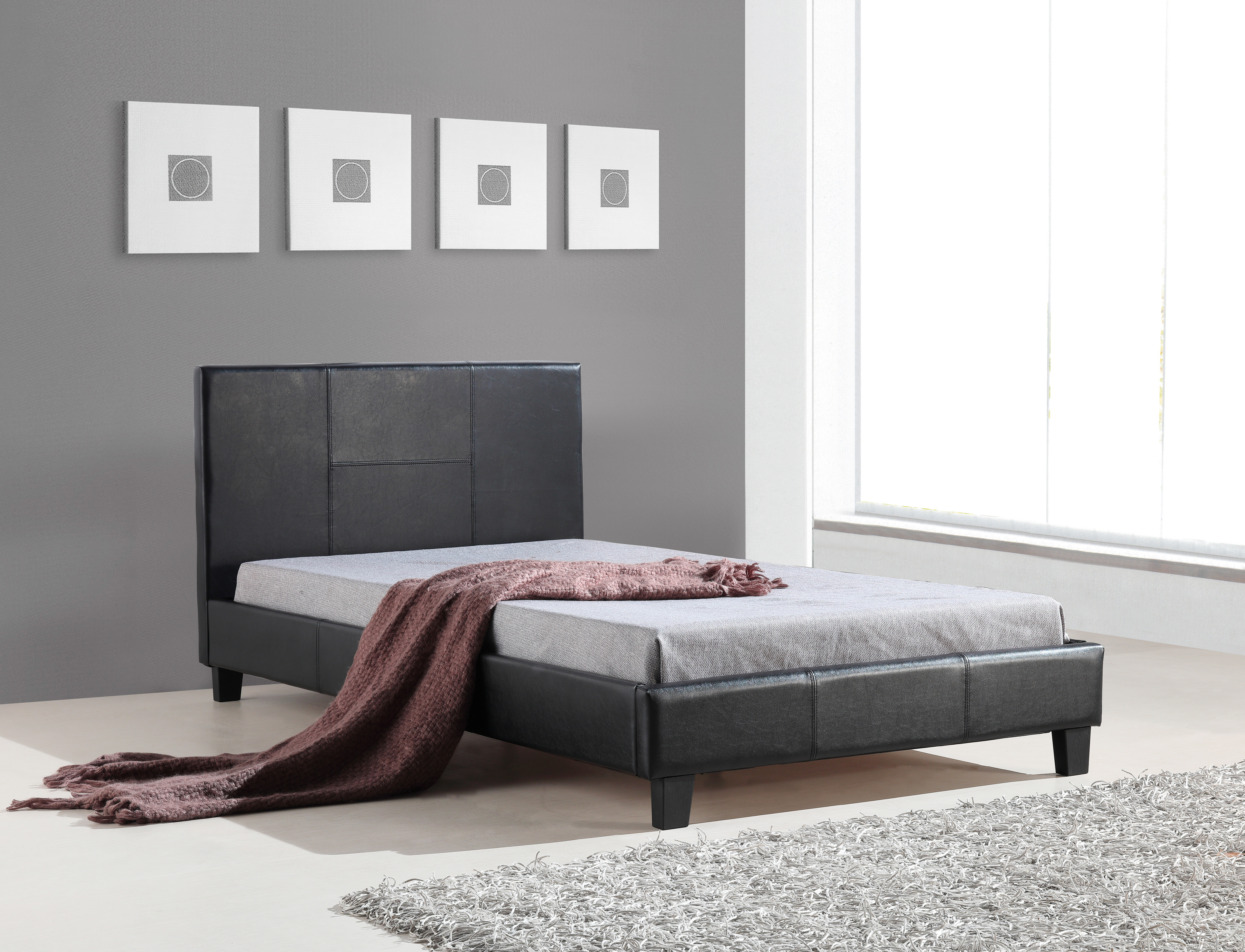 King Single PU Leather Bed Frame Black  Z2804