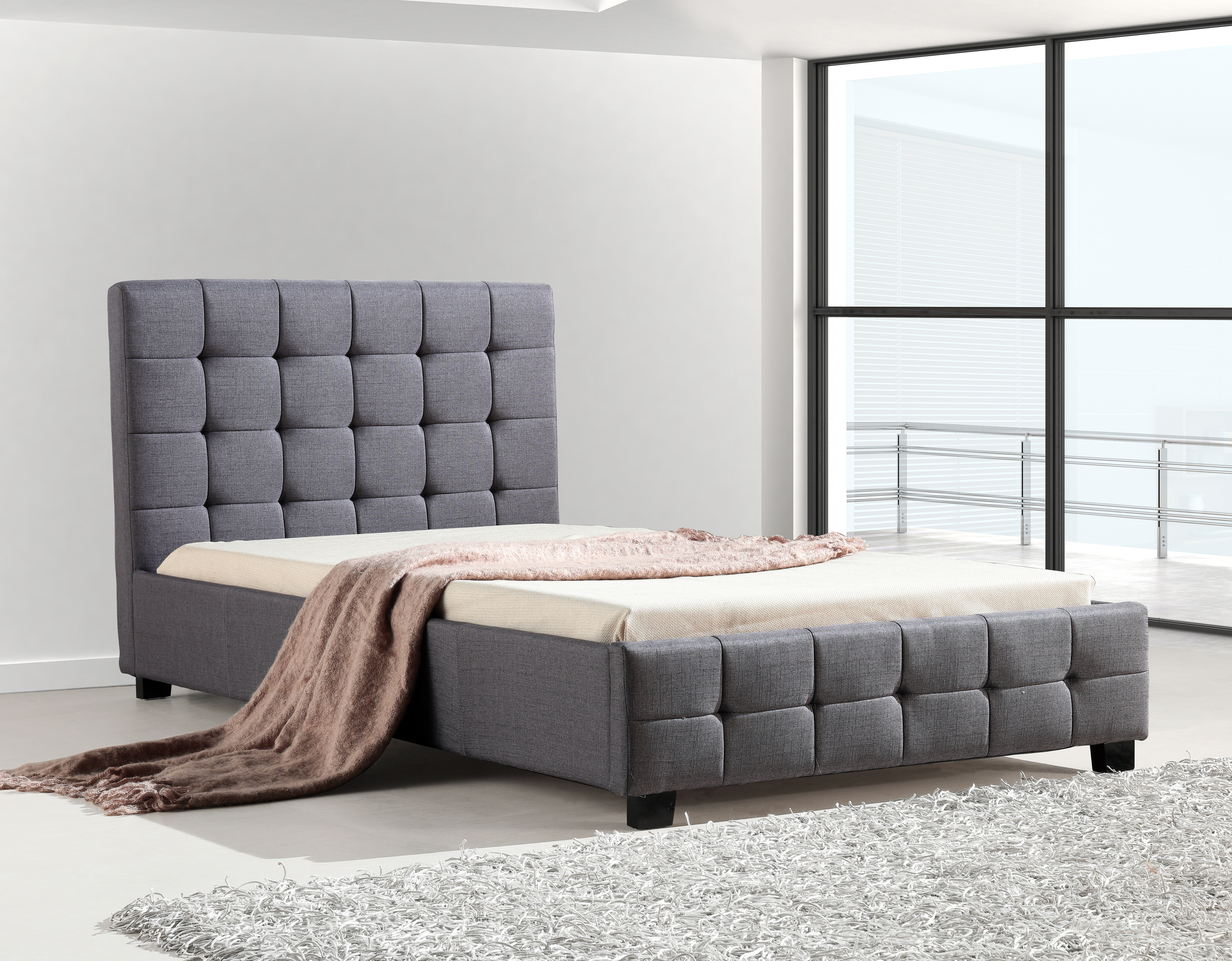 King Single Linen Fabric Deluxe Bed Frame Grey  Z2820