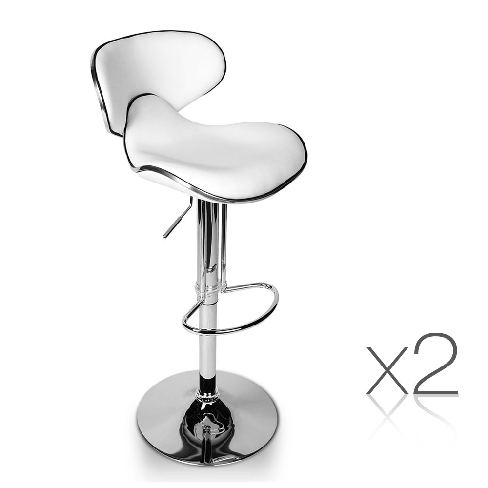 Set of 2 PU Leather Kitchen Bar Stool White  Z2890