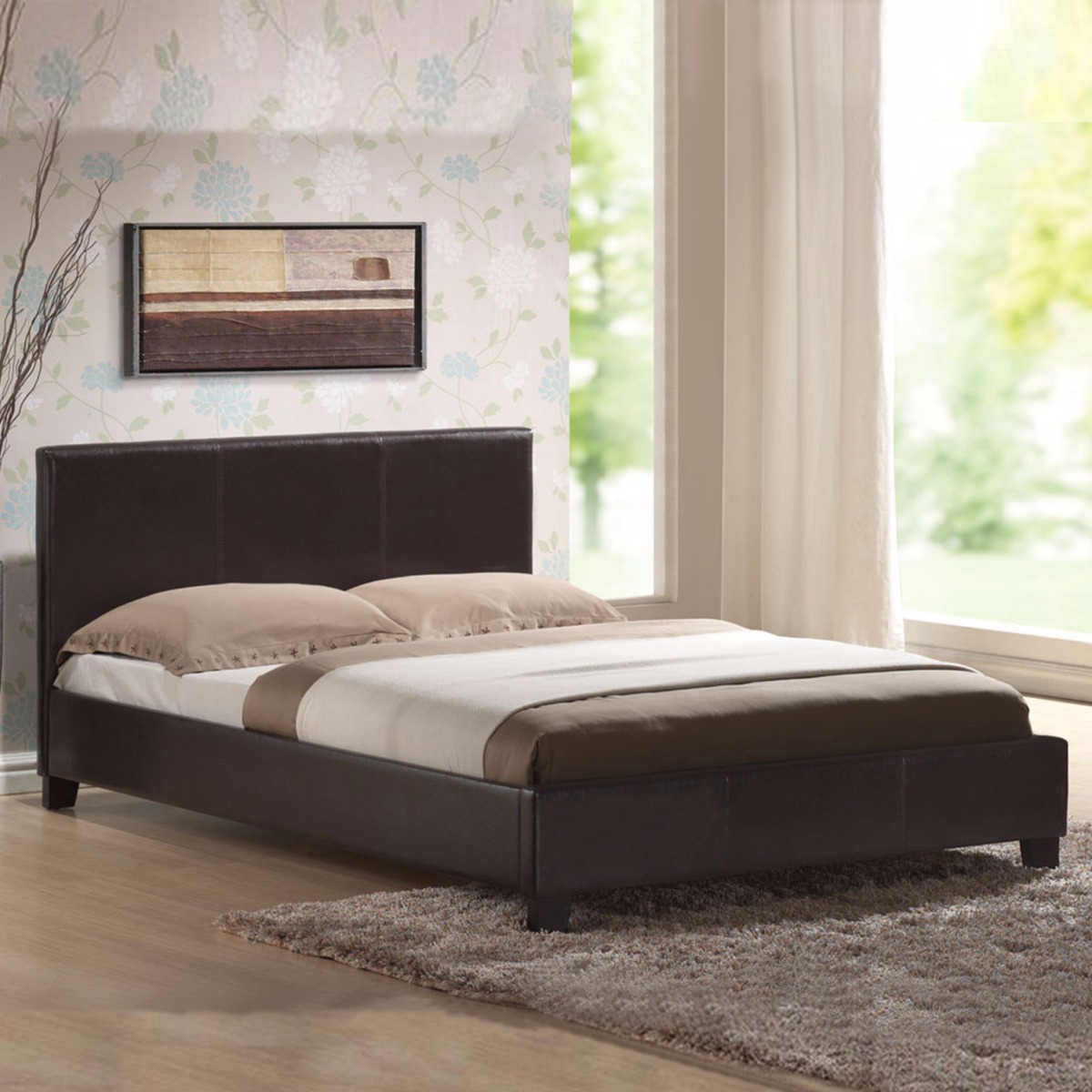 Mondeo PU Leather Double Brown Bed  Z2907