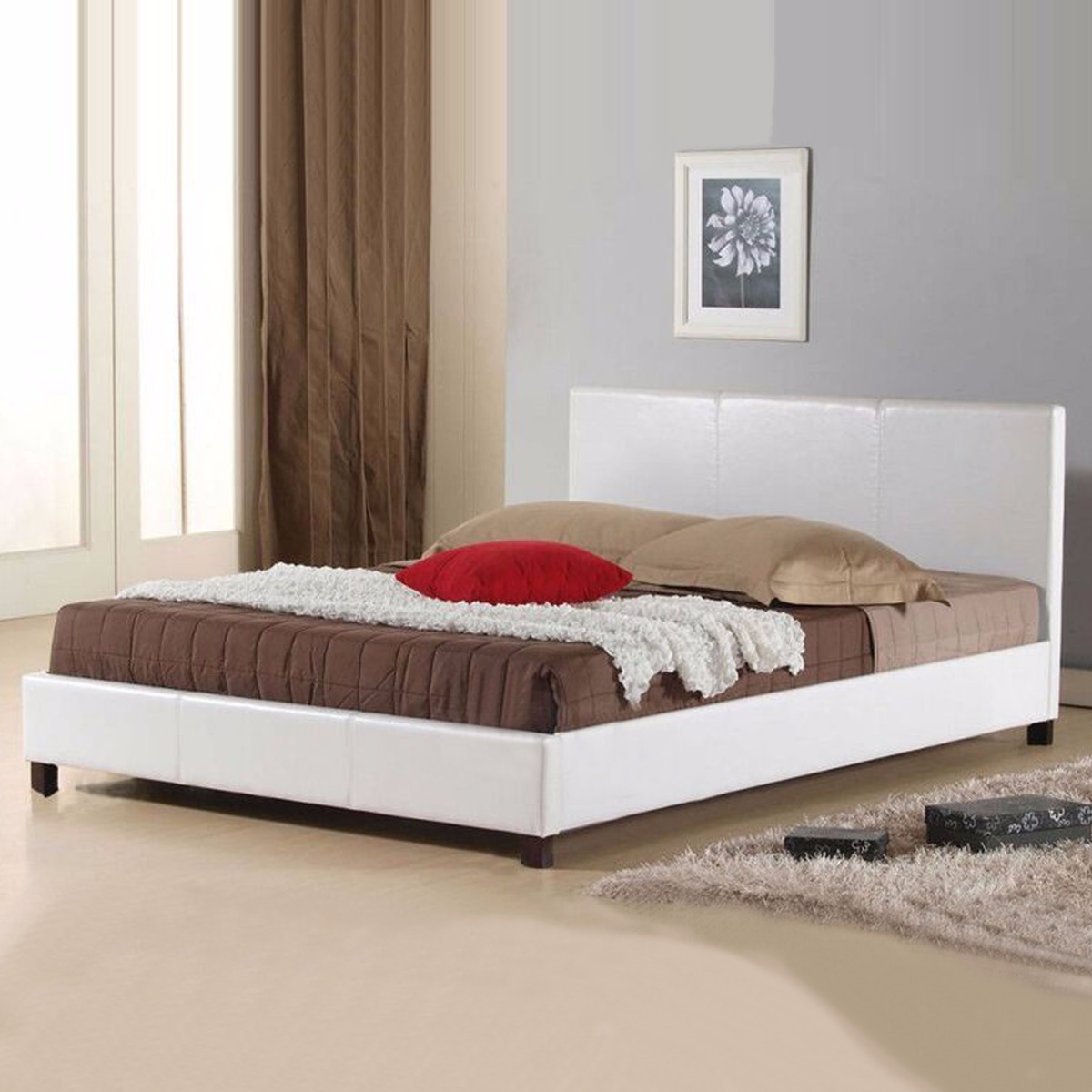 Mondeo PU Leather Double White Bed  Z2908