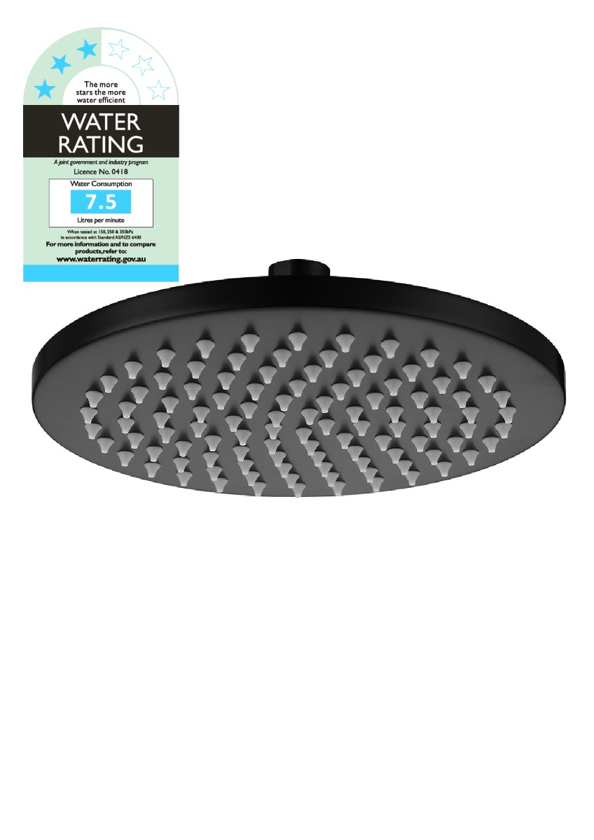 200mm Shower Head Round 304SS Showerhead Electroplated Matte Black Finish  Z2924