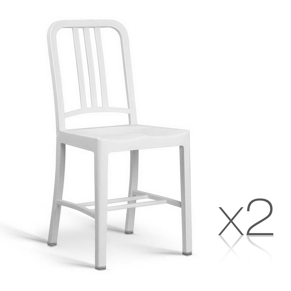 Set of 2 Replica Emeco Navy dining chair White  Z2936