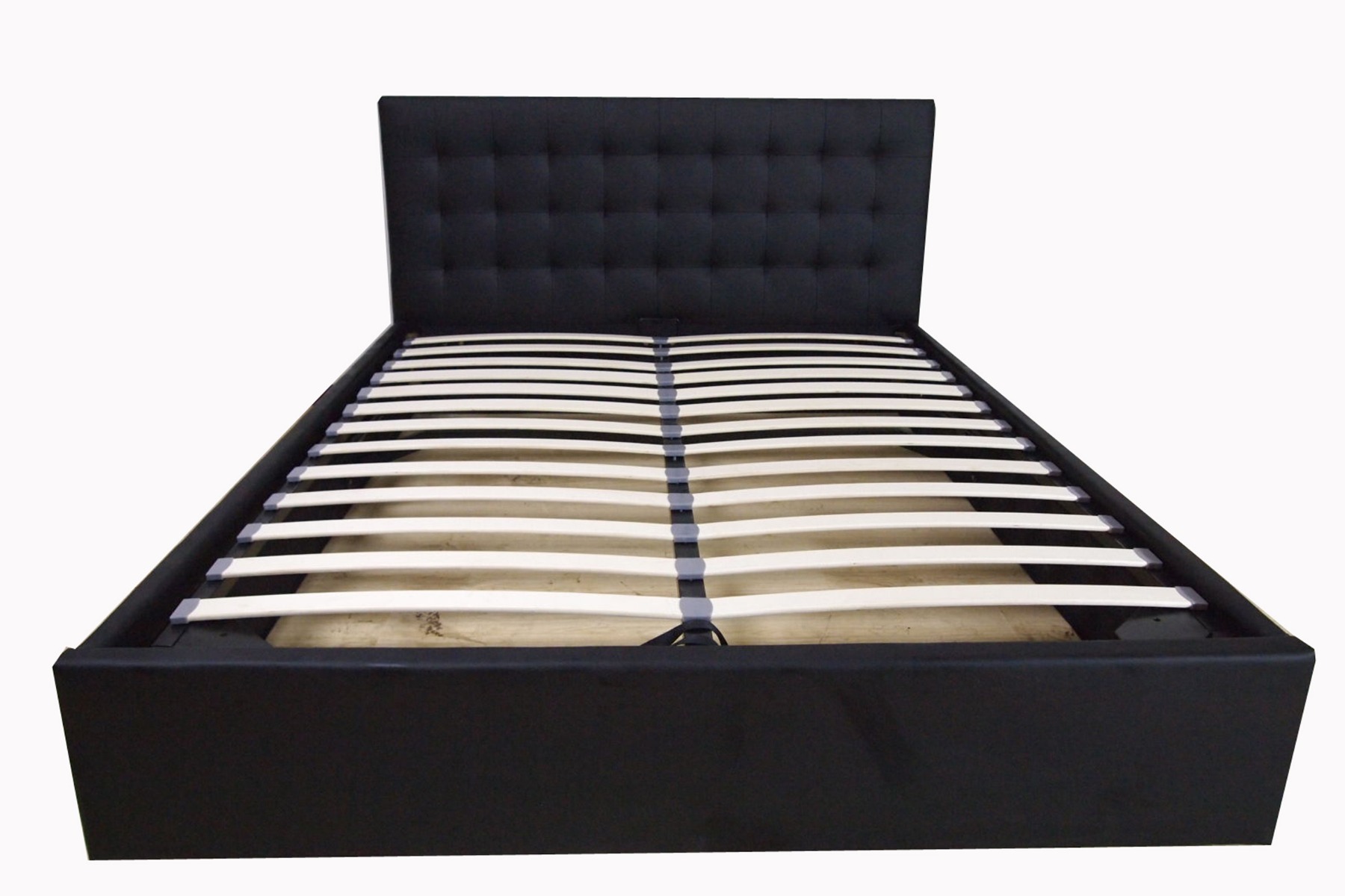 Queen Size Black Faux Leather Gas Lift Bed  Z2988