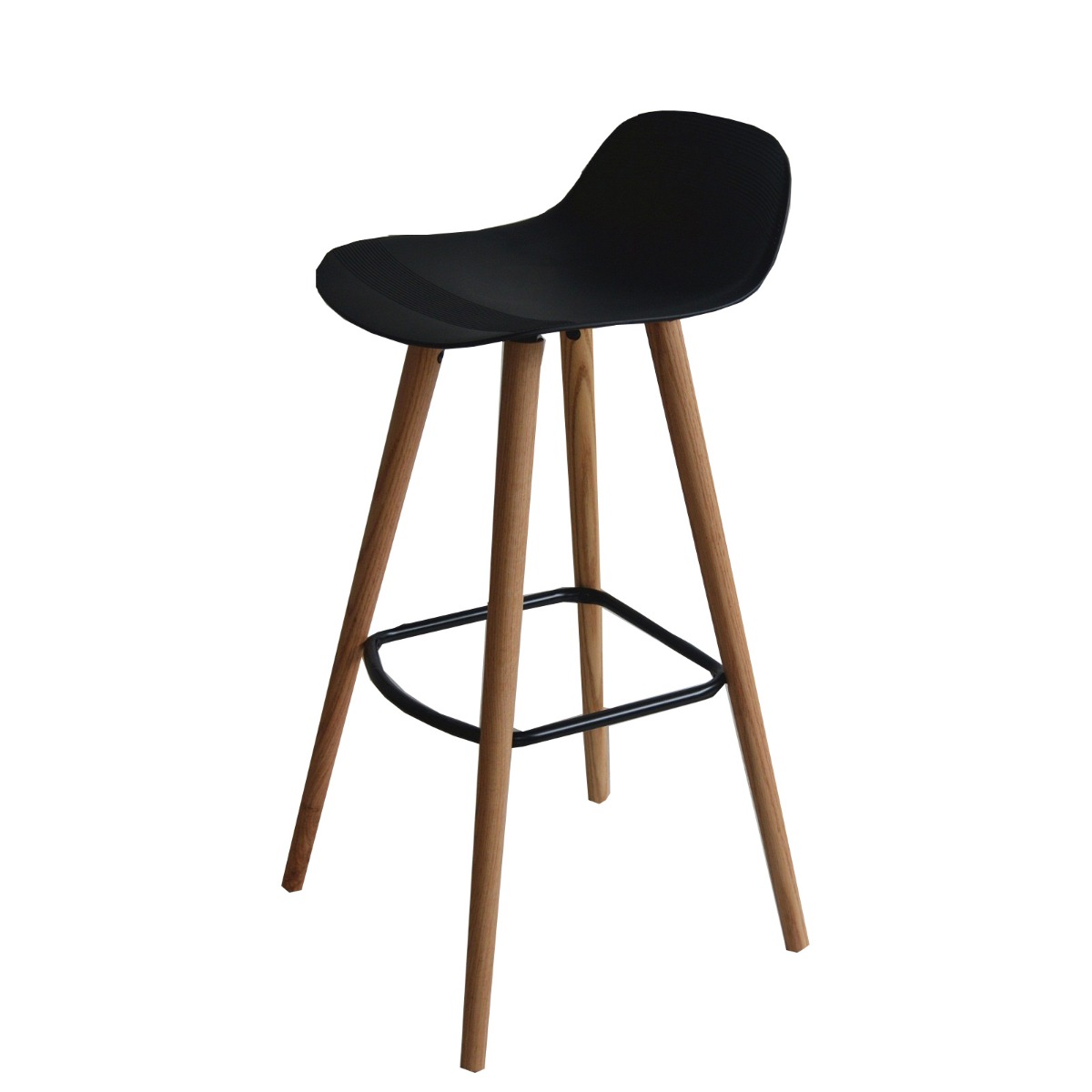 Set of 2 Penelope Black barstools with solid Red Oak legs  Z3017