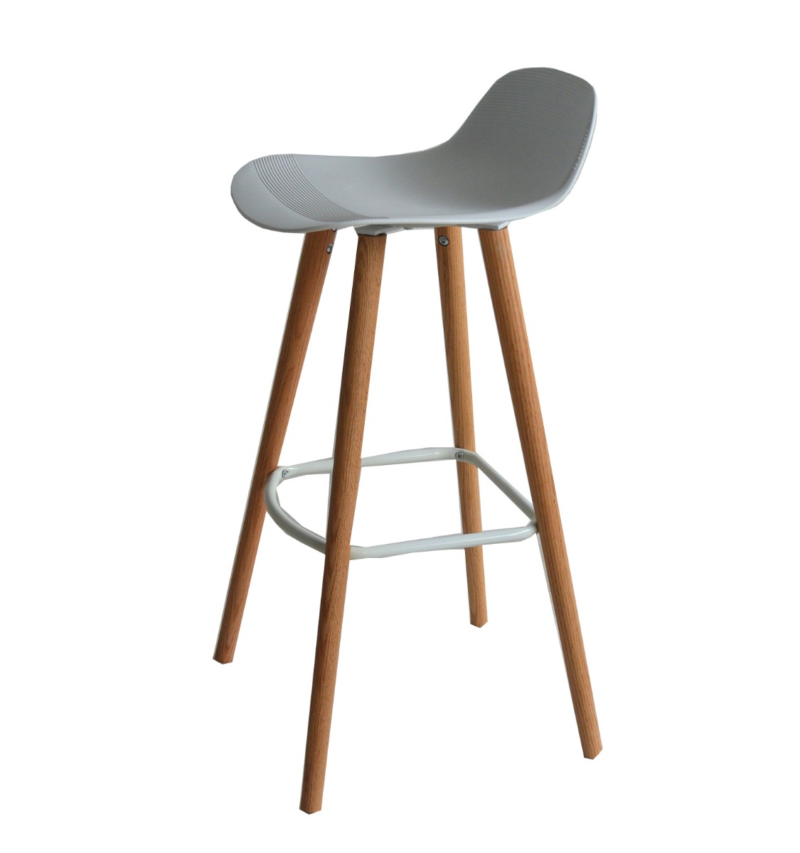 Set of 2 Penelope White barstools with natural solid Red Oak legs  Z3018