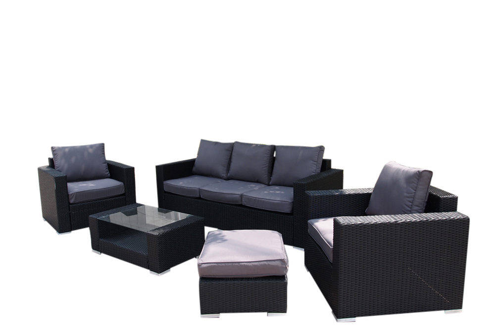 Amalfi 5 Piece Wicker Sofa Set - Black & Slate  Z3023