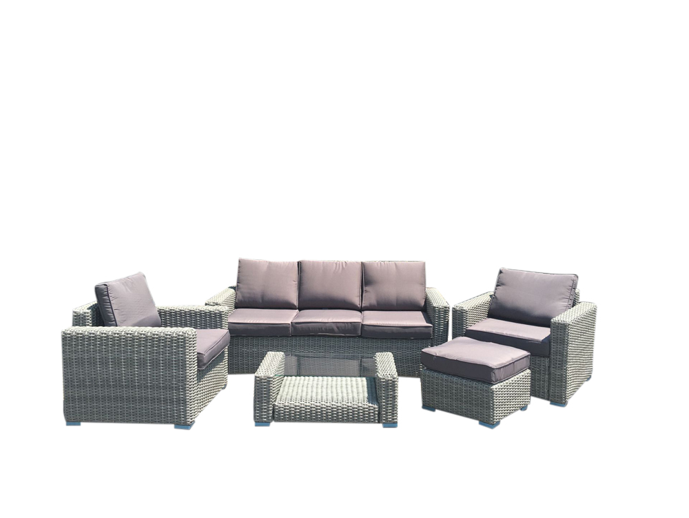 Amalfi 5 Piece Wicker Sofa Set - Grey & Slate  Z3024