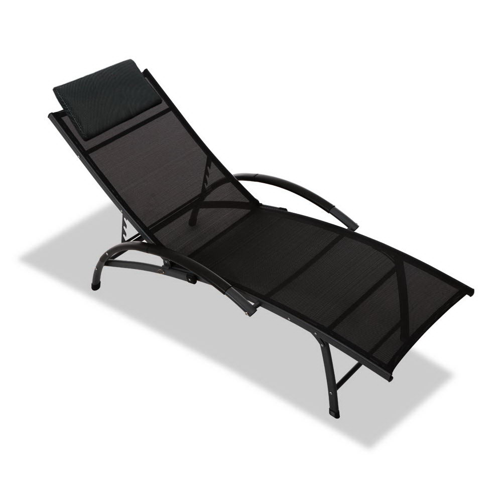 Beach Recliner Lounge Chair Black  Z3043