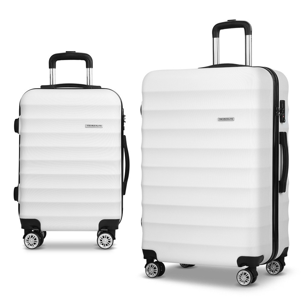 Set of 2 Hard Shell Lightweight Travel Luggage with TSA Lock White  Z3074