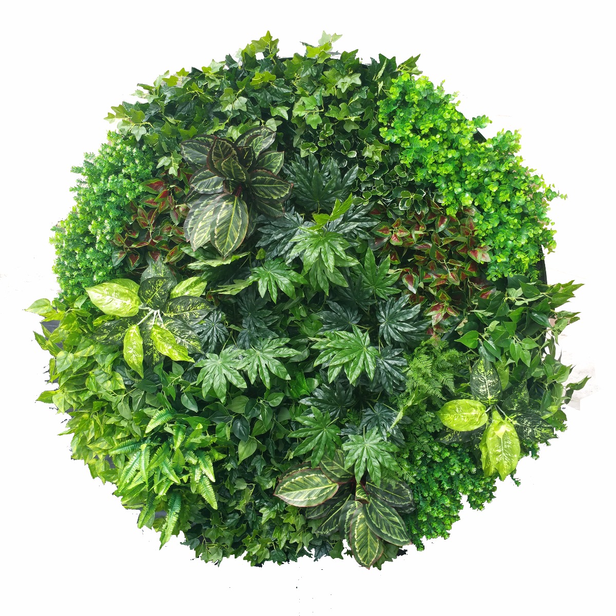 Artificial Green Wall Disk Art 150cm - Mixed Ivy And Philodendron  Z3208