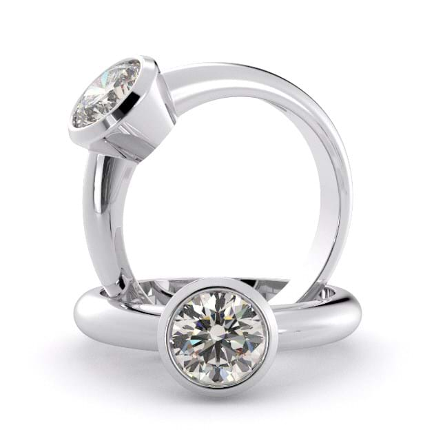 14K White Gold Bezel Setting Solitaire E