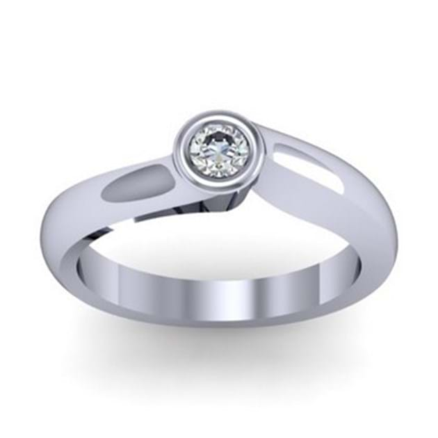 14K White Gold Bezel Solitaire Engagemen