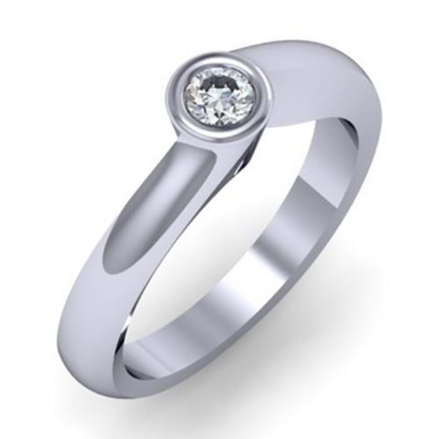 14K White Gold Bezel Solitaire Engagemen