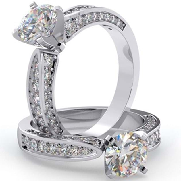 14K White Gold Diamond Engagement Ring S