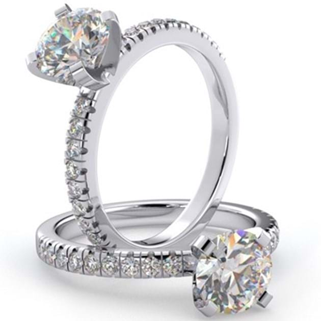 14K White Gold Pave Diamond Engagement R