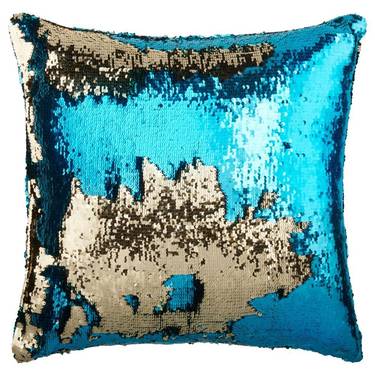 Bouclair Shiny Glimte 2 Tone Cushion Blue