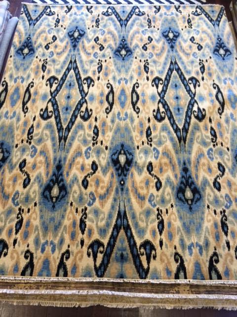 IKAT WOOL RUG BLACK/BLUE/CREAM