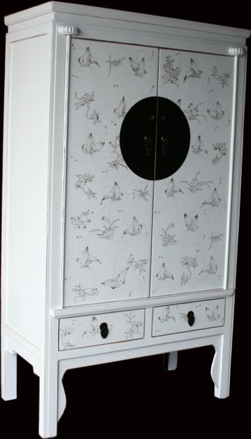 White Butterflies Wedding Cabinet