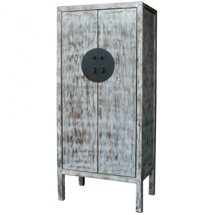 Grey Distressed Chinese Wedding Cabinet