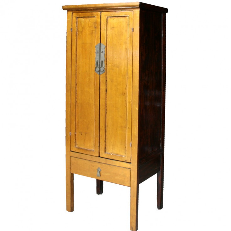 Gold Leaf Wooden Slim Cabinet