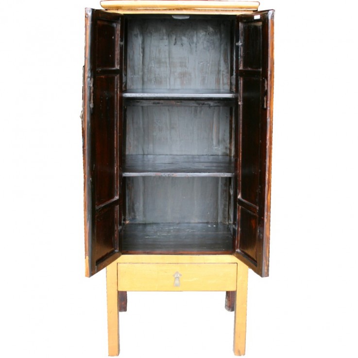 Gold Leaf Wooden Slim Cabinet