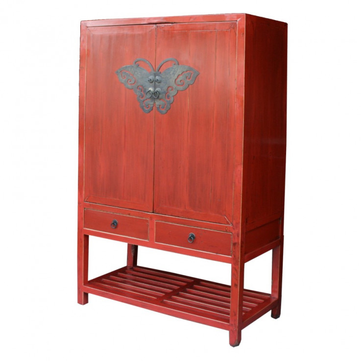 Chinese Red Antique Wedding Cabinet with