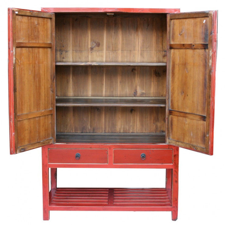 Chinese Red Antique Wedding Cabinet with