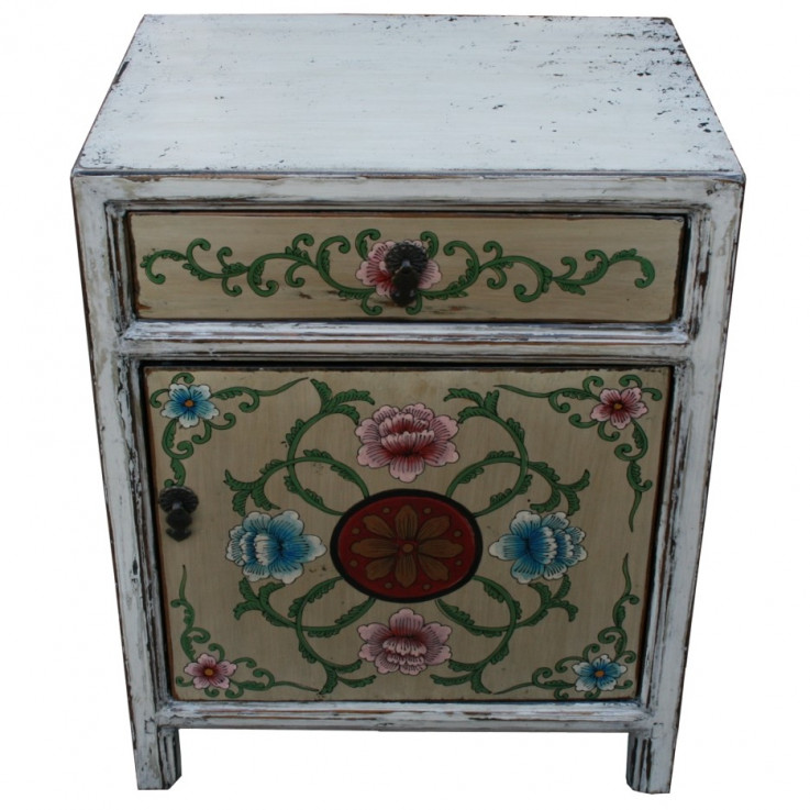 Tibetan Painted Bedside Table