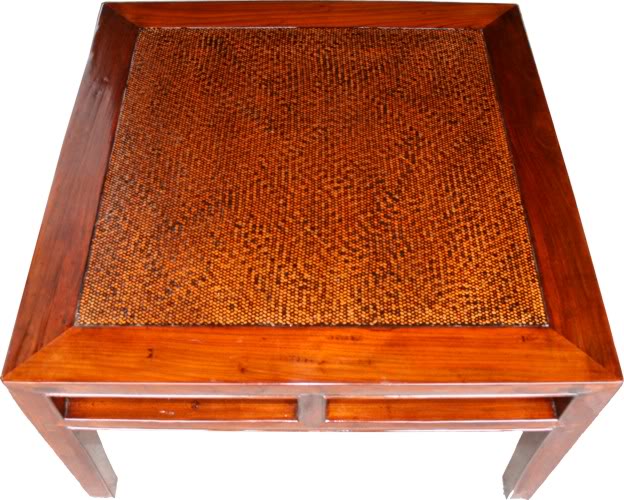 Brown Rattan Inlay Side Table