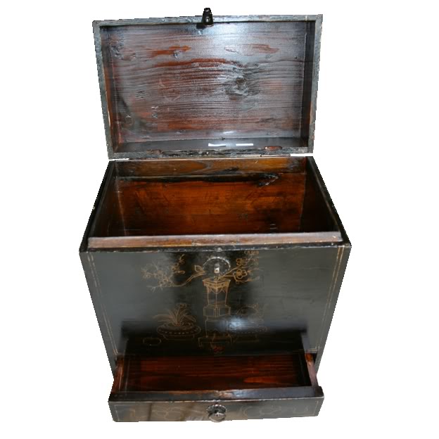 Antique Gold Painted Black Chest with Dr