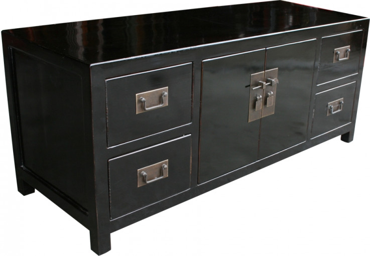 Black Lacquered Mandarin TV Unit/Low Sid