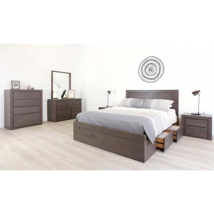 VILLA GREY WALNUT KING DRAWER BASE BED F