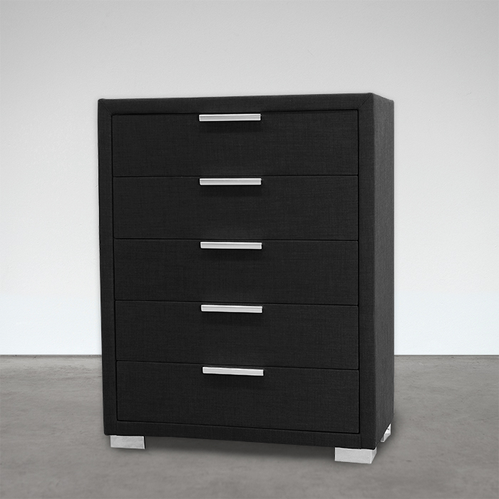 CITI BLACK 5 DRAWER TALLBOY