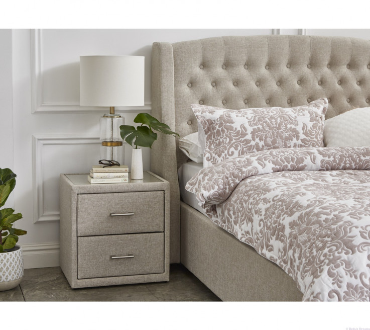 Barbados Upholstered Oatmeal Drawer Bed