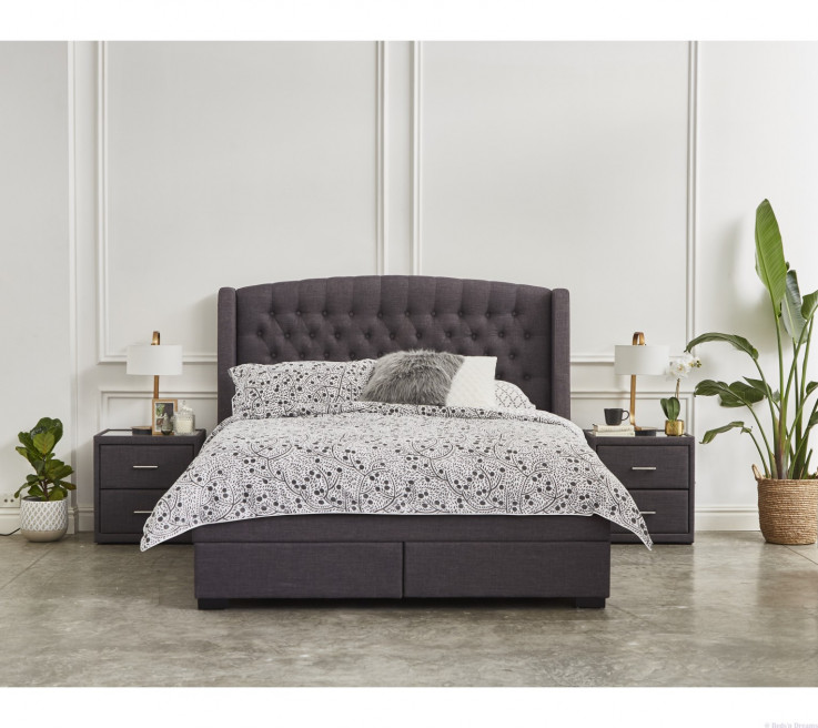 Barbados Upholstered Slate Drawer Bed