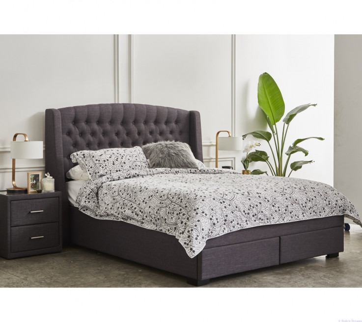 Barbados Upholstered Slate Drawer Bed