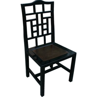 Black Rattan Inlay Dining Chair