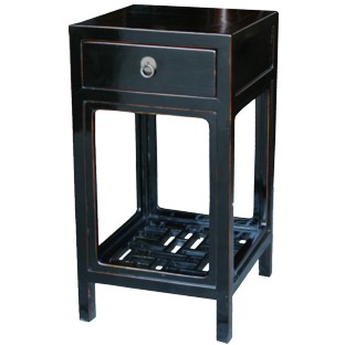 Black Lacquer Side/ Tea Table w/Lattice 